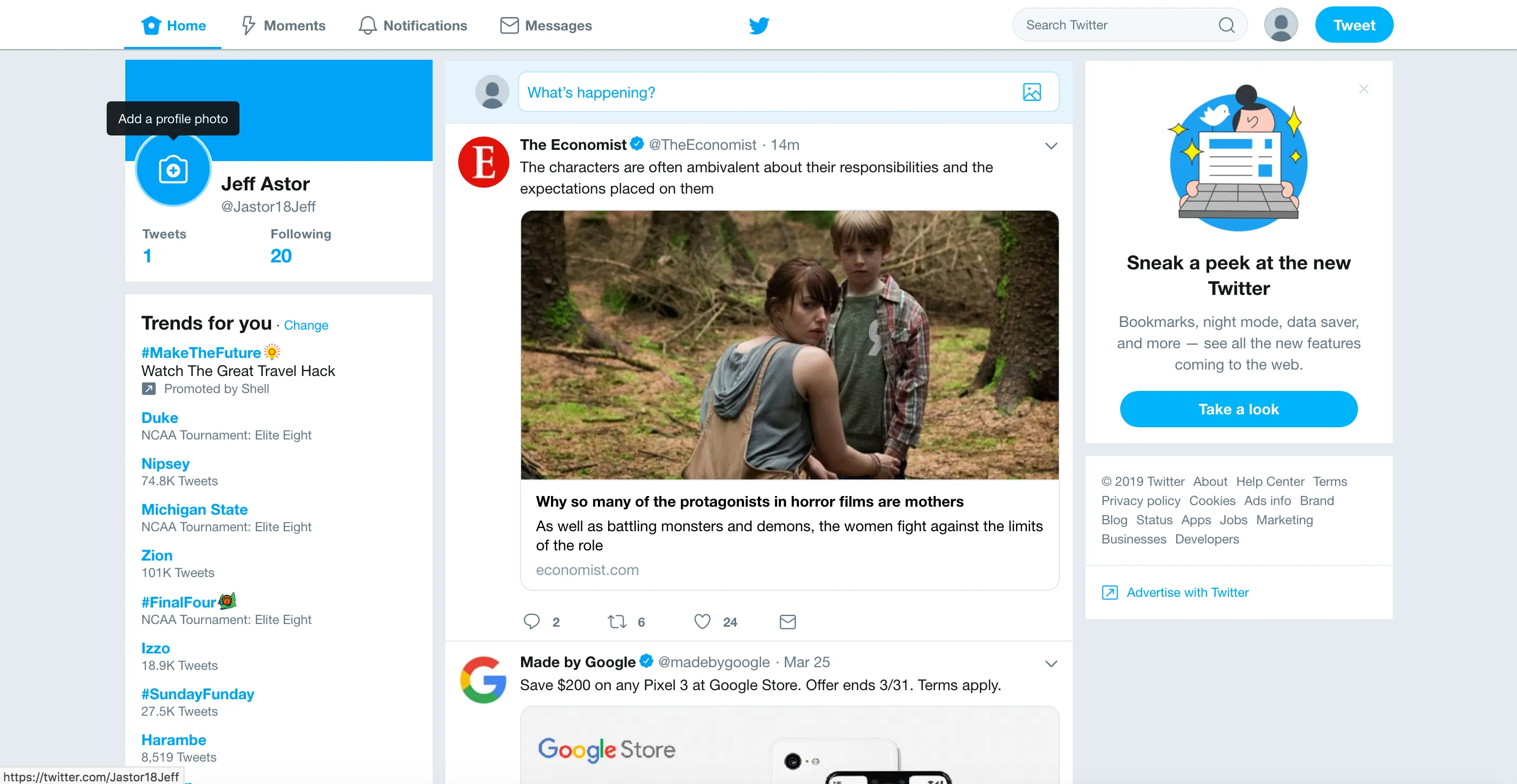 twitter landing page